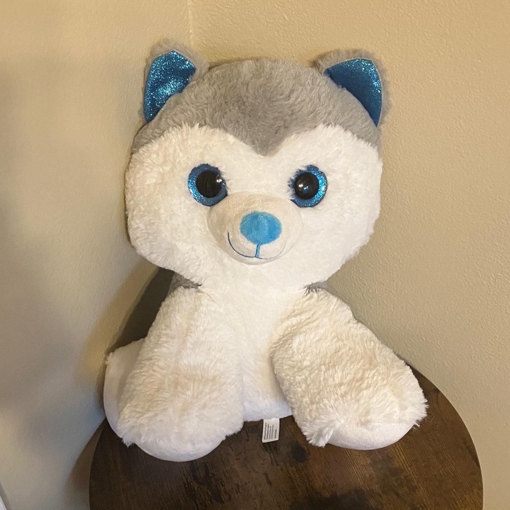 Plush Blue & White Husky Stuffed Animal - Soft Kids Toy